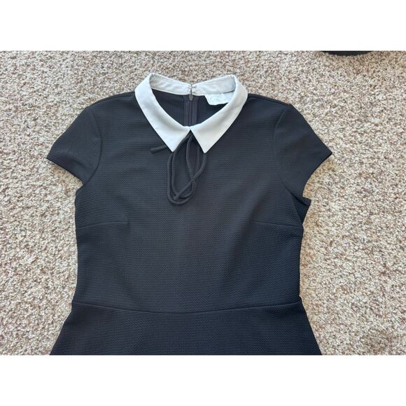 Pappagallo Women's Black midi Dress, size Medium, White Peter Pan collar - Picture 8 of 12